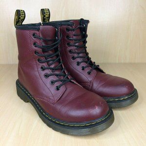 Dr Martens 1460J Classic Ankle ZIP Leather Cherry Red Boots Size 3